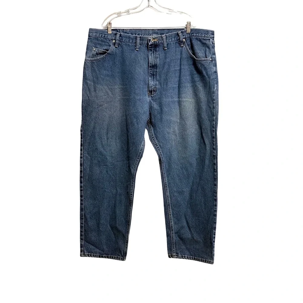 Wrangler Premium Quality Mens Straight Leg Blue Denim Jeans Medium Wash 44x30
